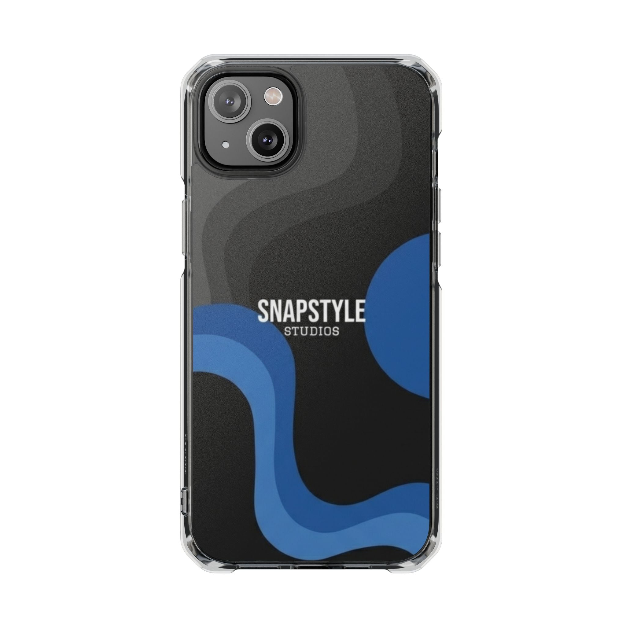 Clear Magnetic Impact Phone Case — Green Abstract Wave Design (SnapStyle Studios)