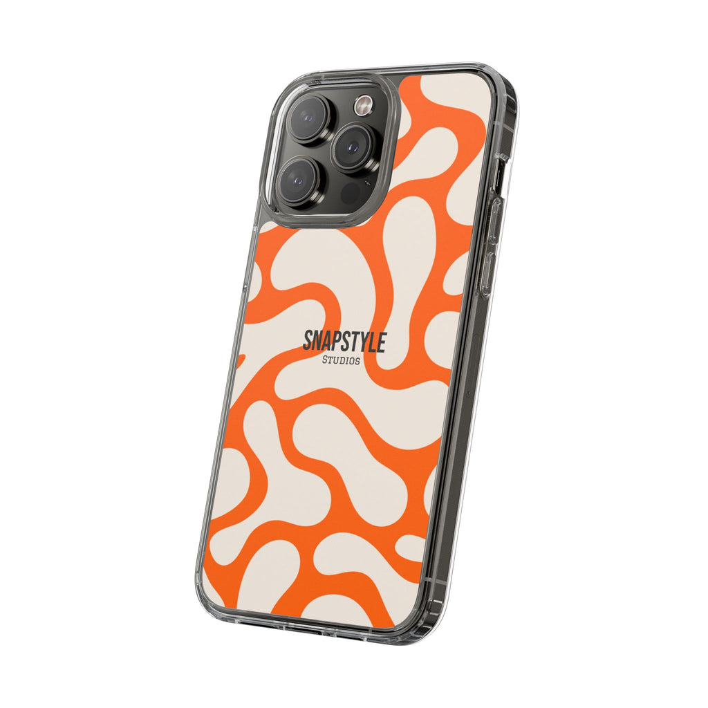 Clear Case — Retro Orange Swirl Phone Case with "SNAPSTYLE" Logo
