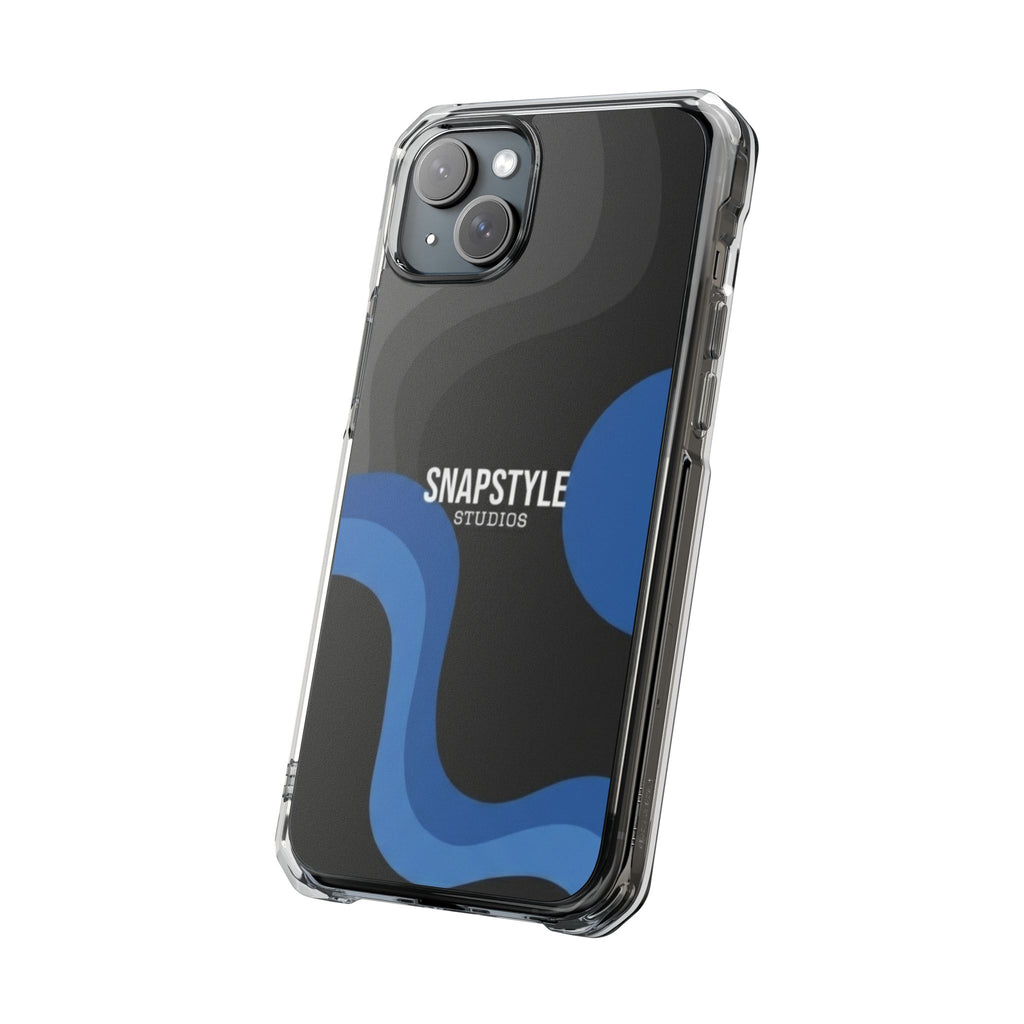 Clear Magnetic Impact Phone Case — Green Abstract Wave Design (SnapStyle Studios)
