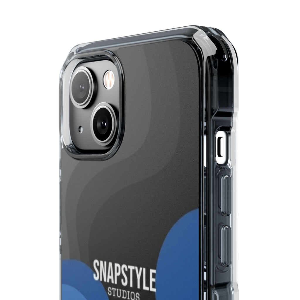 Clear Magnetic Impact Phone Case — Green Abstract Wave Design (SnapStyle Studios)