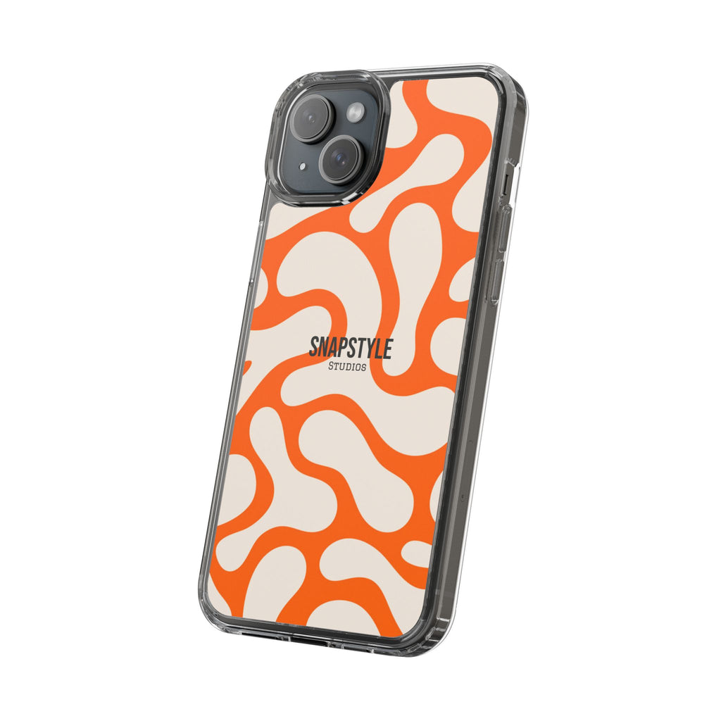 Clear Case — Retro Orange Swirl Phone Case with "SNAPSTYLE" Logo