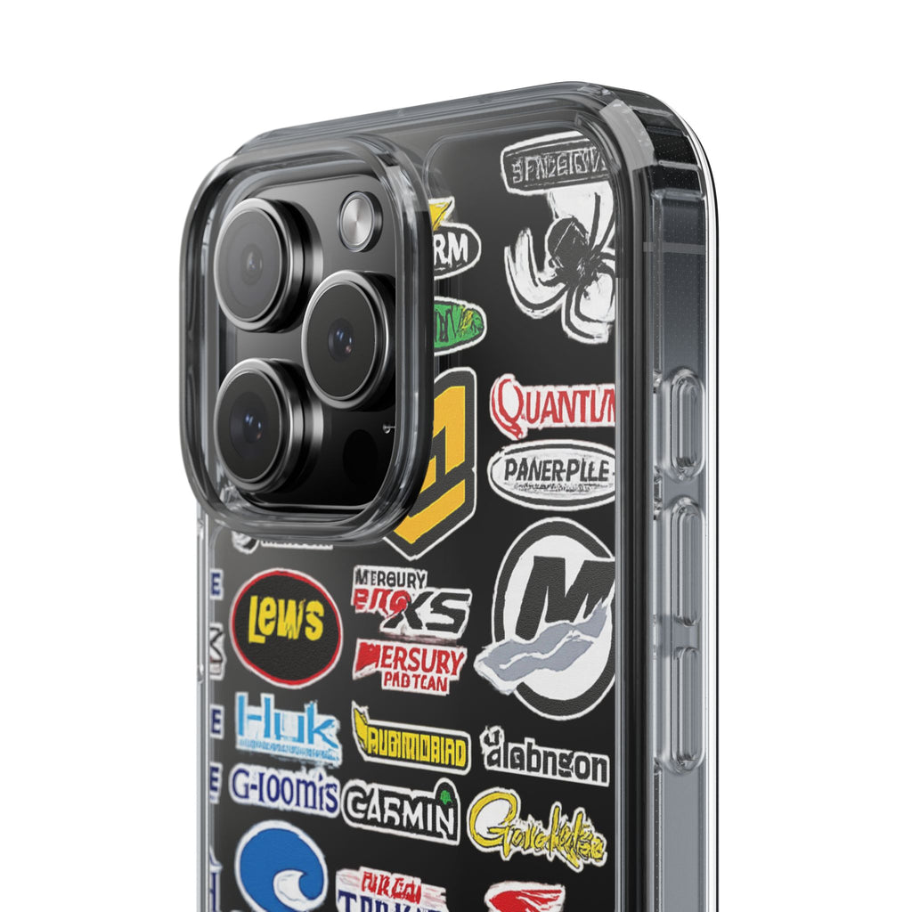 Clear Phone Case — Fishing Brand Sticker Collage Design