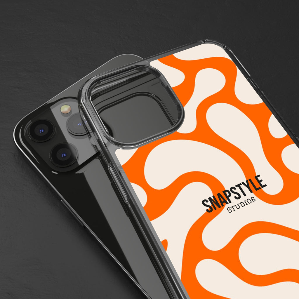 Clear Case — Retro Orange Swirl Phone Case with "SNAPSTYLE" Logo