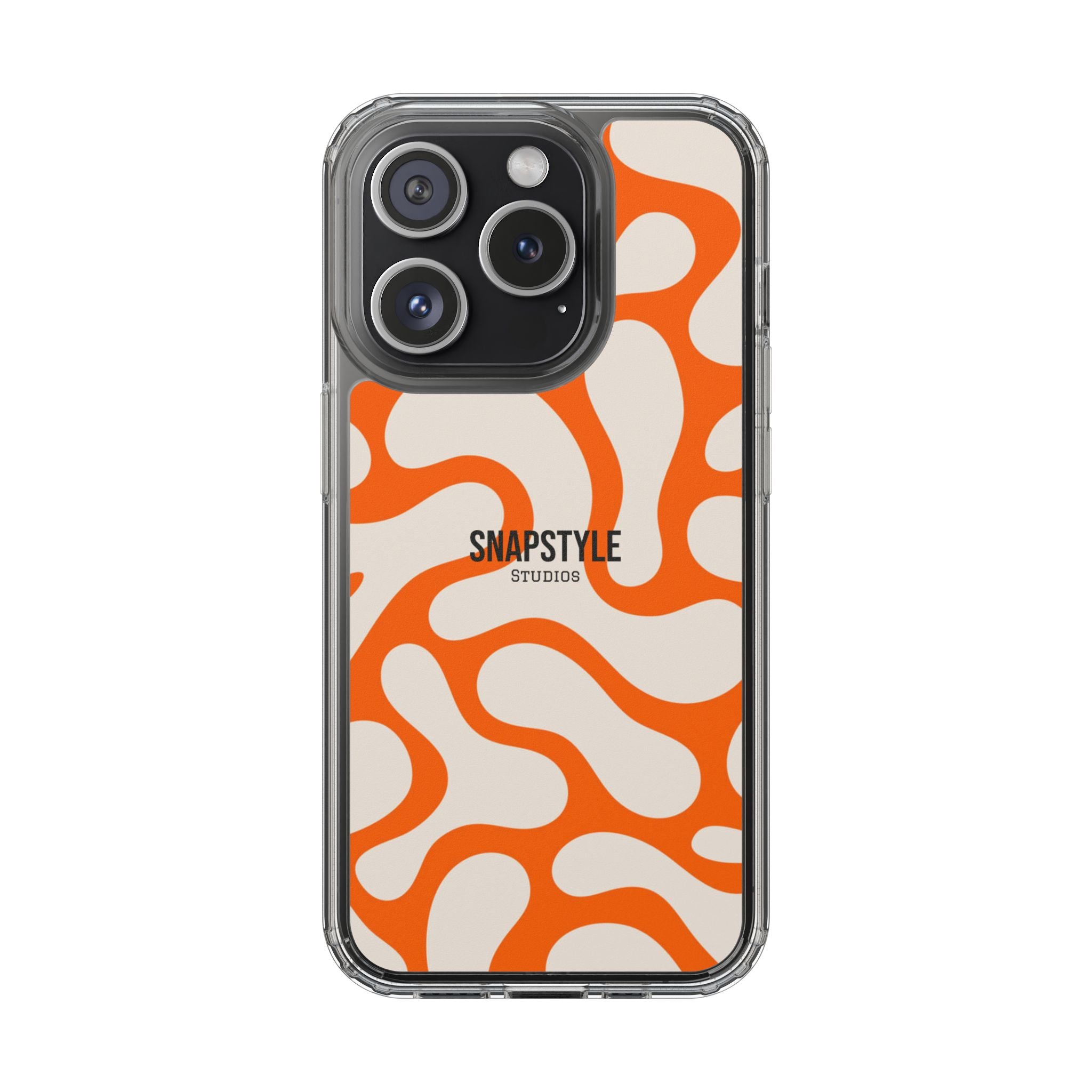 Clear Case — Retro Orange Swirl Phone Case with "SNAPSTYLE" Logo