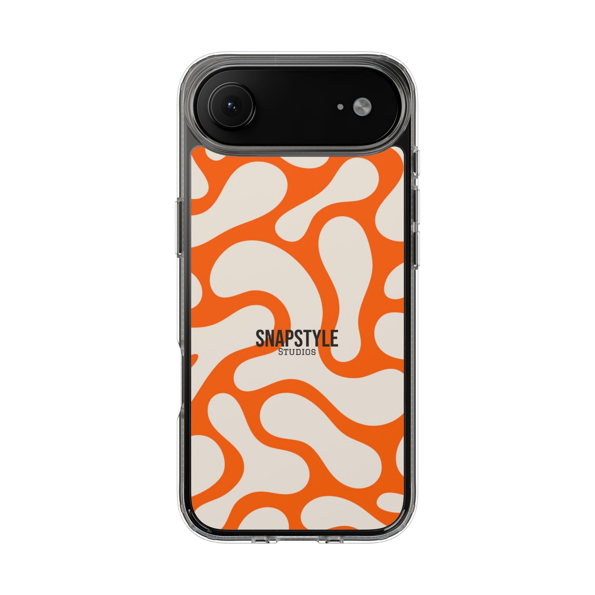 Clear Case — Retro Orange Swirl Phone Case with "SNAPSTYLE" Logo