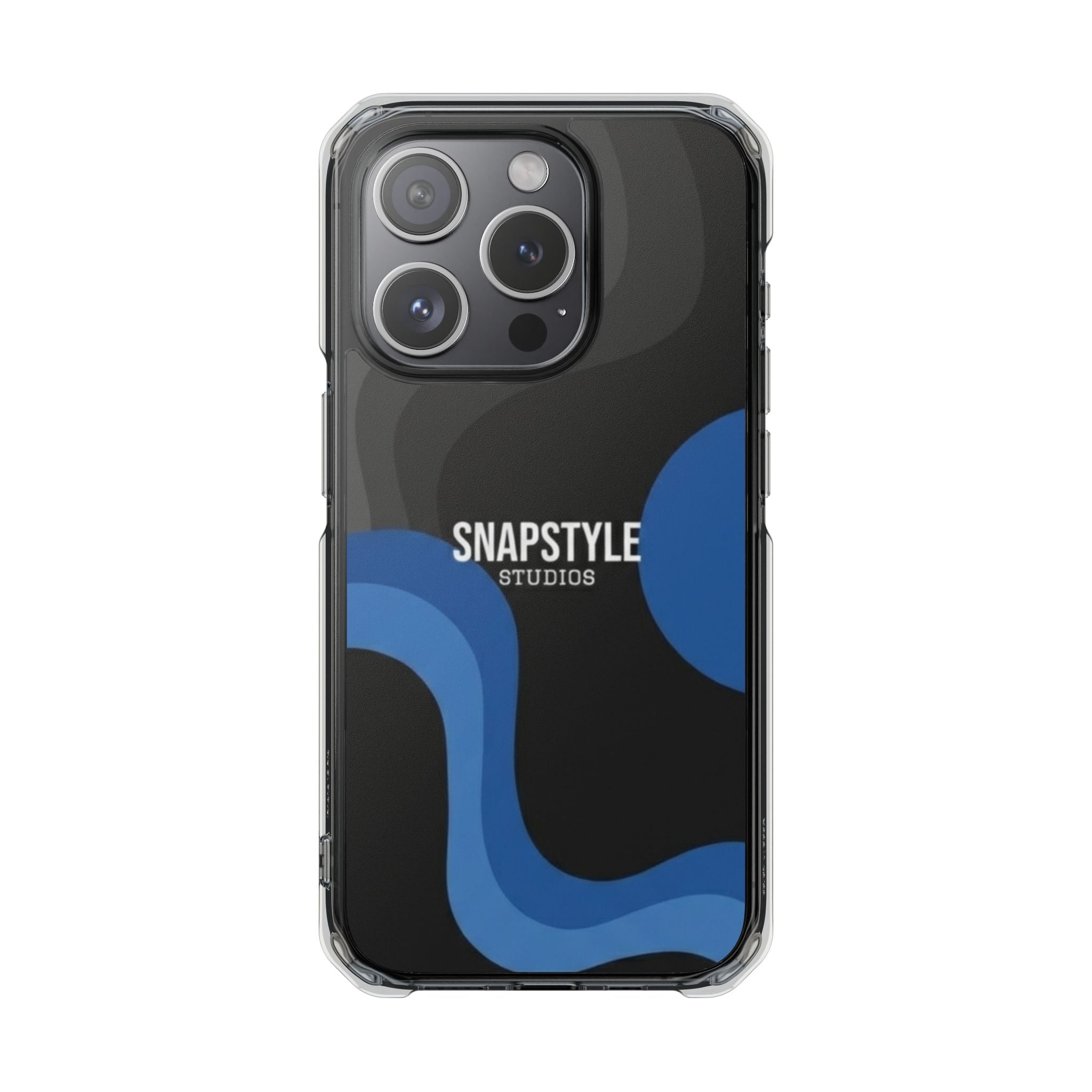 Clear Magnetic Impact Phone Case — Green Abstract Wave Design (SnapStyle Studios)