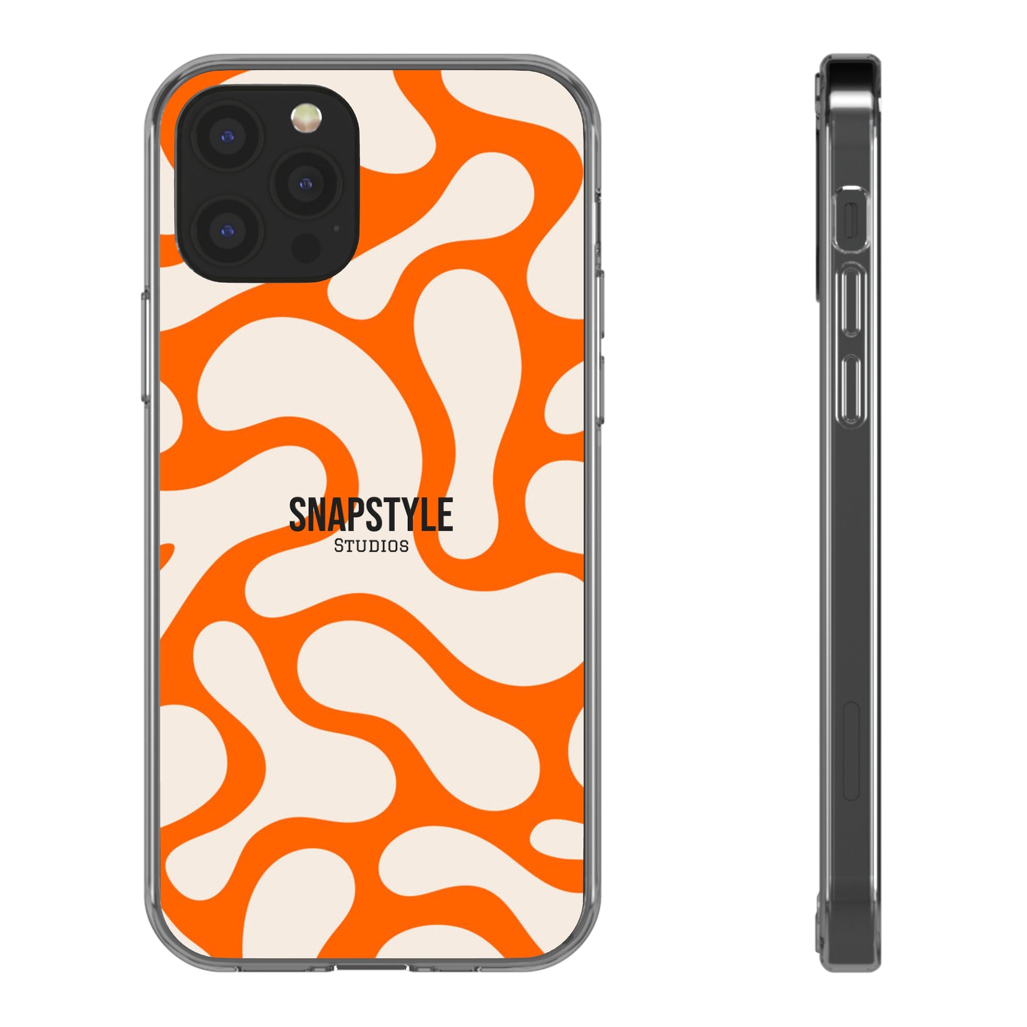 Clear Case — Retro Orange Swirl Phone Case with "SNAPSTYLE" Logo