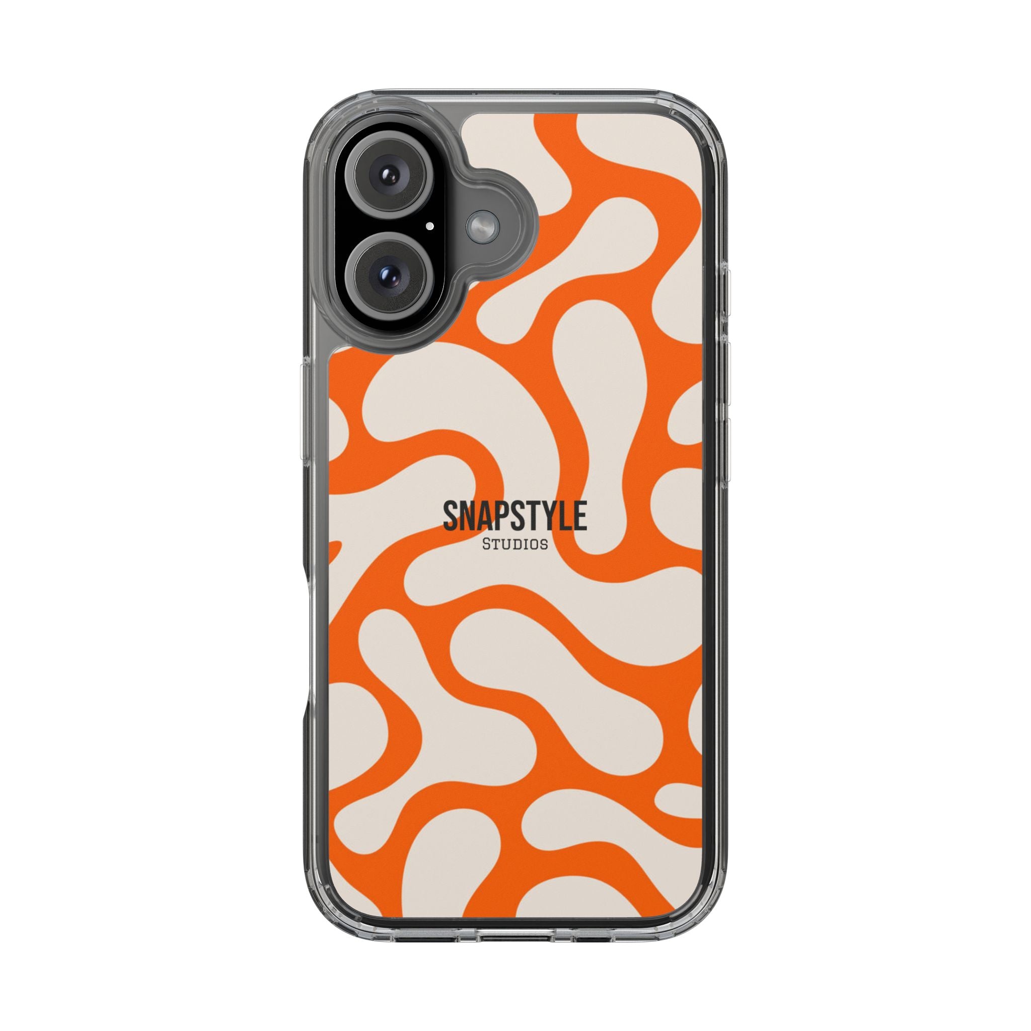 Clear Case — Retro Orange Swirl Phone Case with "SNAPSTYLE" Logo