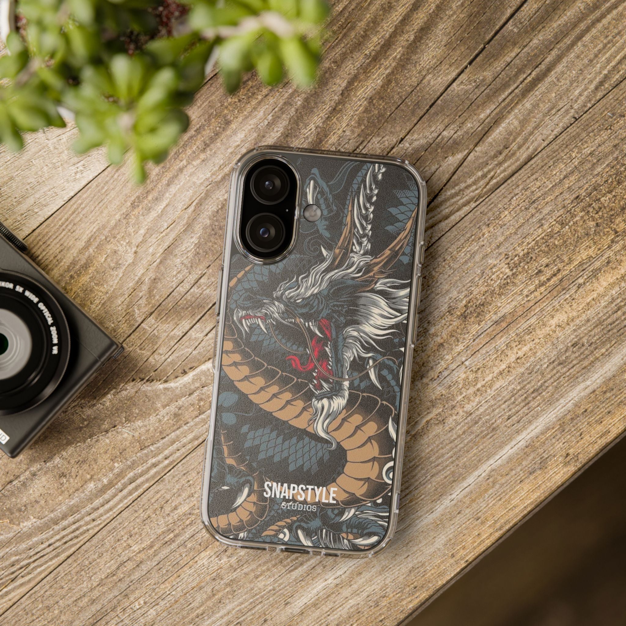 Clear Dragon Graphic Phone Case