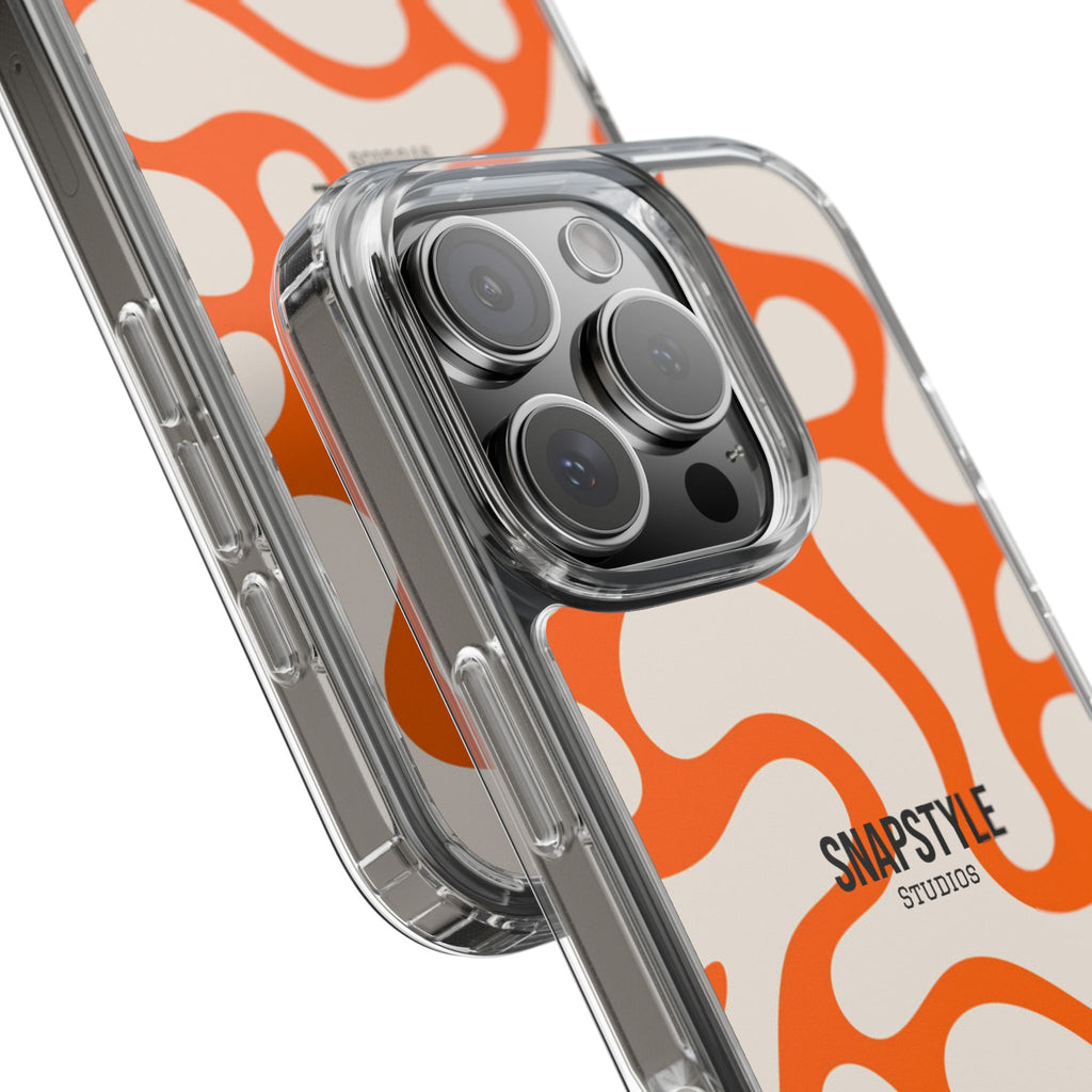 Clear Case — Retro Orange Swirl Phone Case with "SNAPSTYLE" Logo