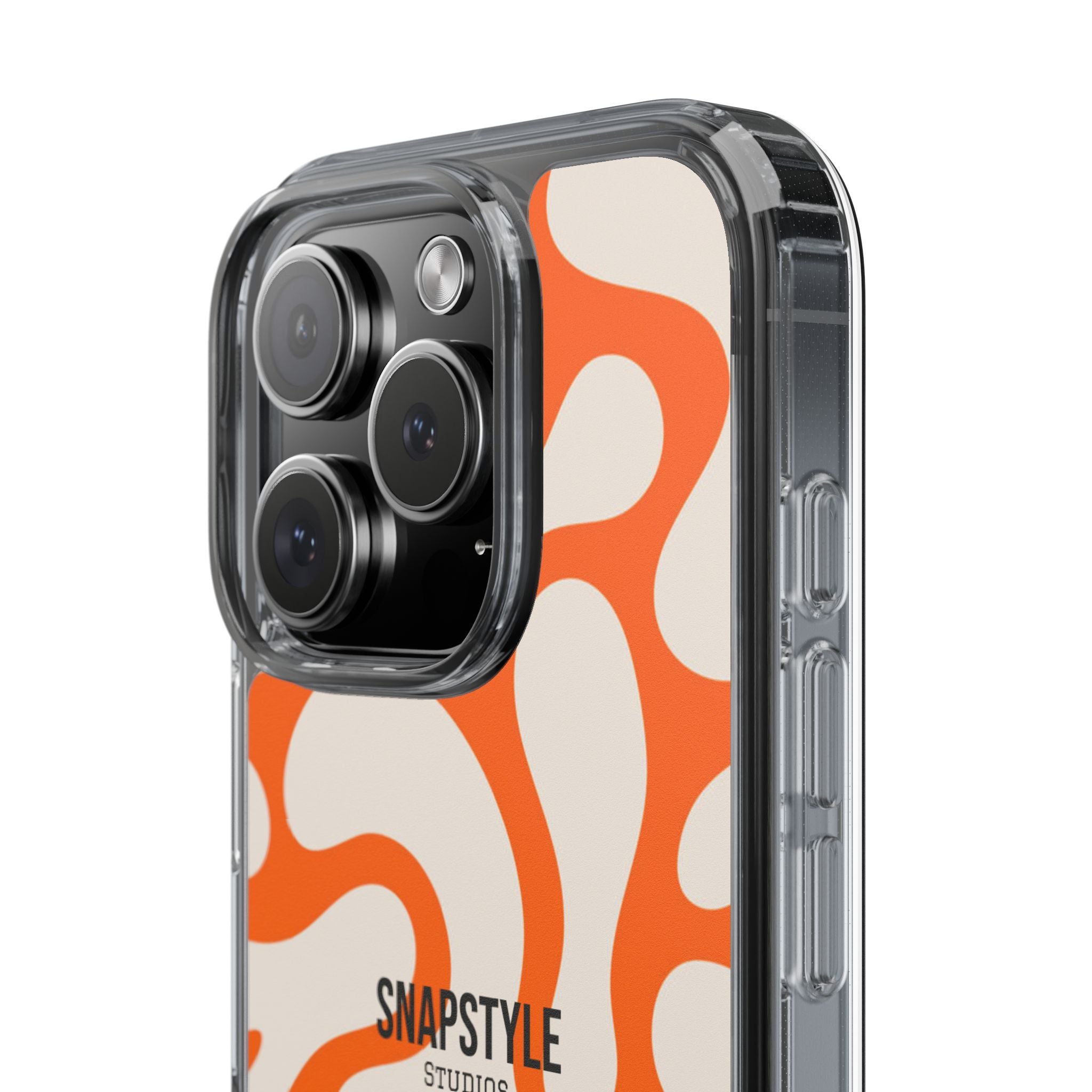 Clear Case — Retro Orange Swirl Phone Case with "SNAPSTYLE" Logo