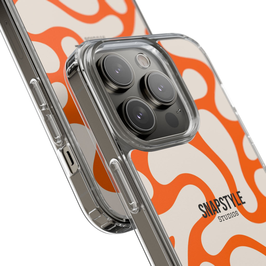 Clear Case — Retro Orange Swirl Phone Case with "SNAPSTYLE" Logo