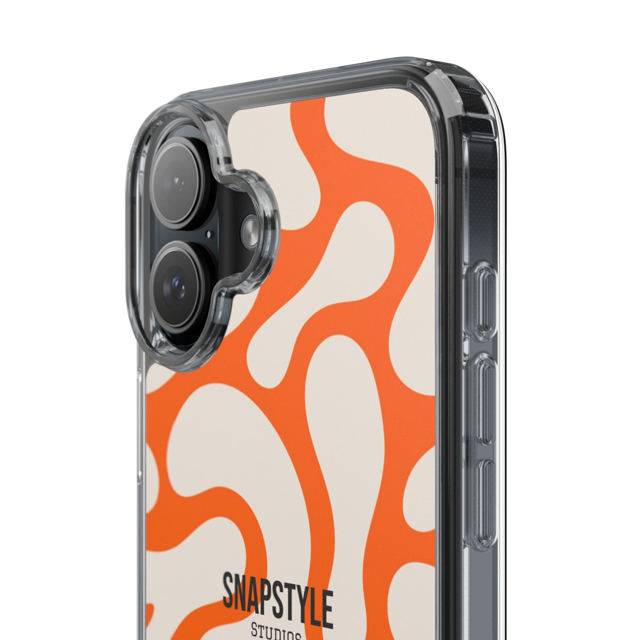 Clear Case — Retro Orange Swirl Phone Case with "SNAPSTYLE" Logo
