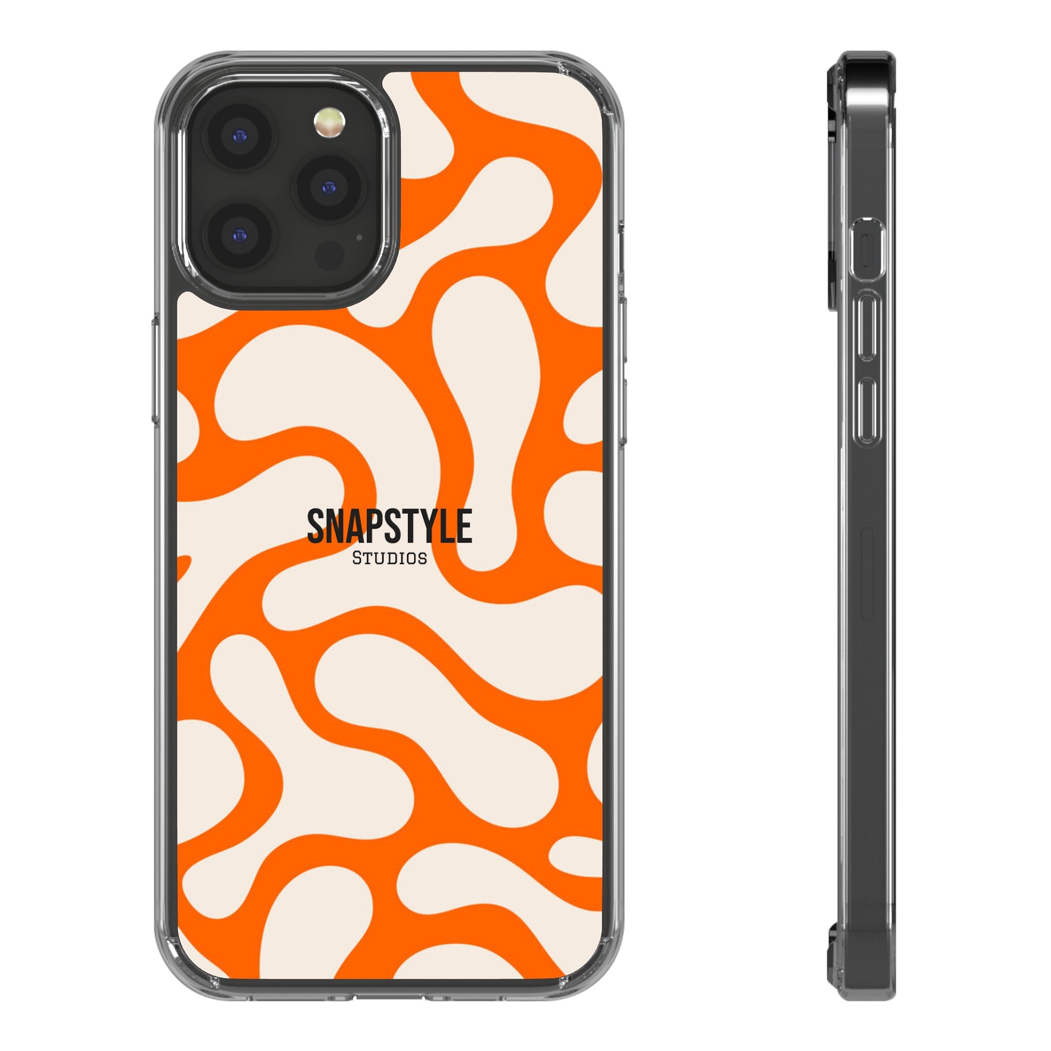 Clear Case — Retro Orange Swirl Phone Case with "SNAPSTYLE" Logo