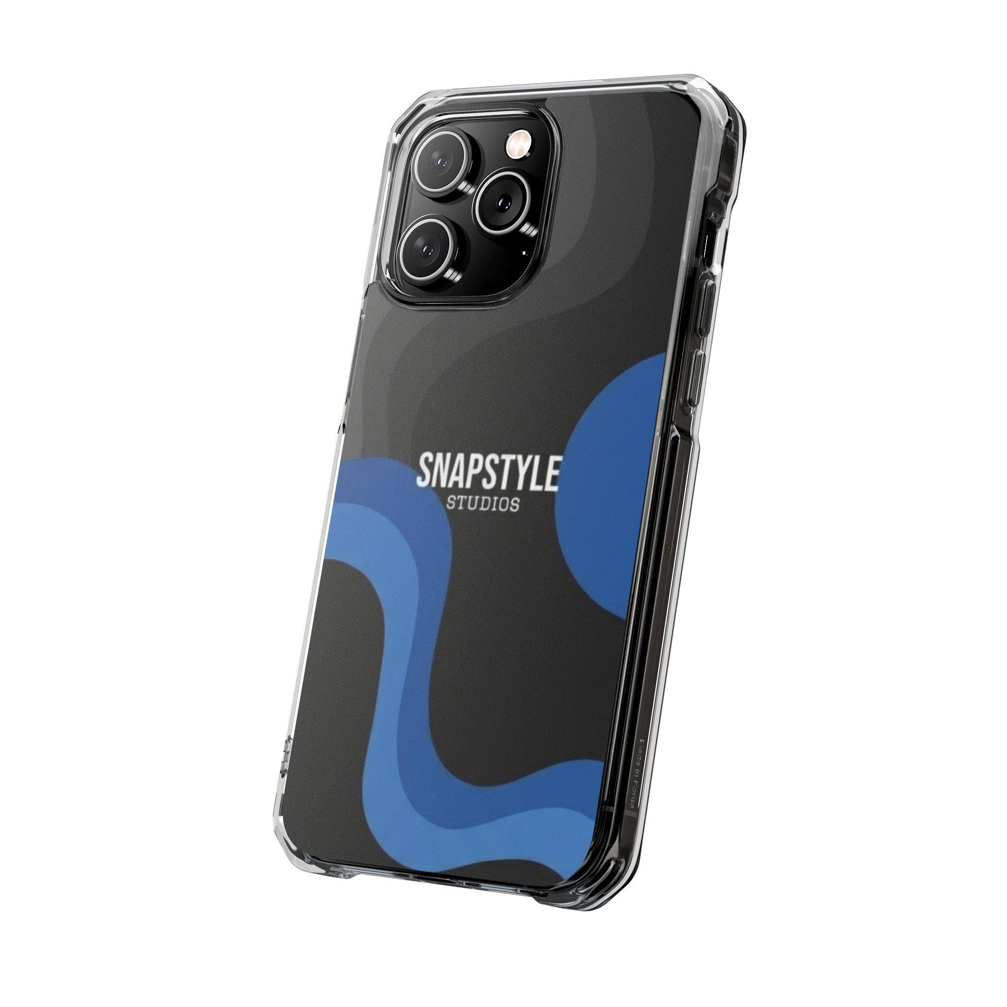 Clear Magnetic Impact Phone Case — Green Abstract Wave Design (SnapStyle Studios)