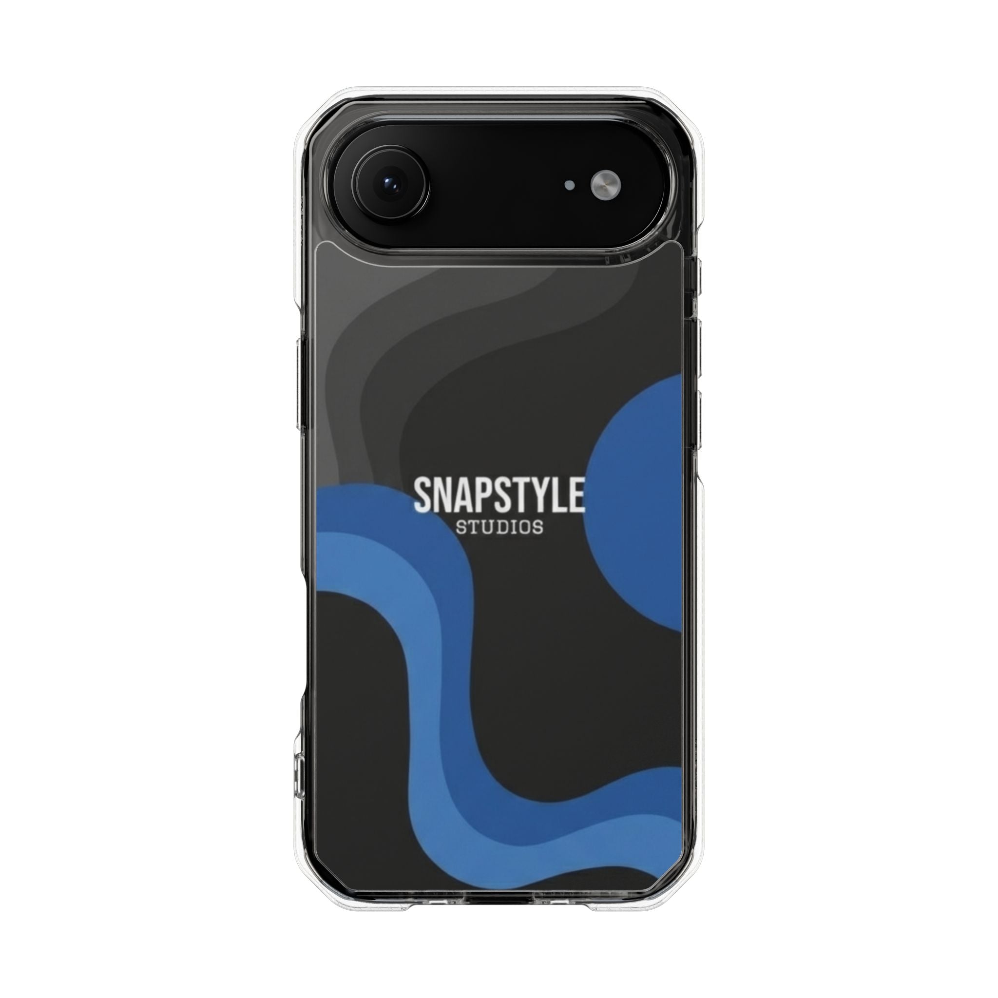 Clear Magnetic Impact Phone Case — Green Abstract Wave Design (SnapStyle Studios)