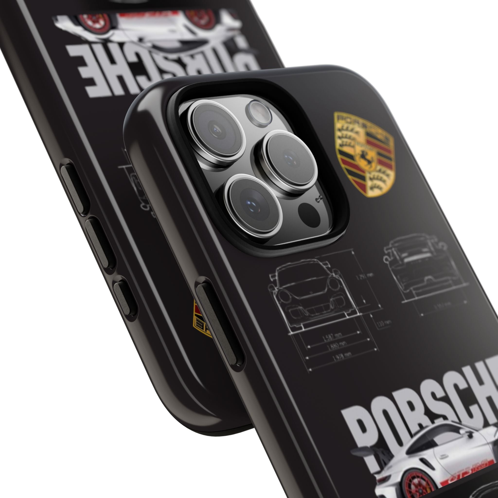 Porsche 911 GT3 RS Phone Case — Automotive Blueprint & Crest Tough Case
