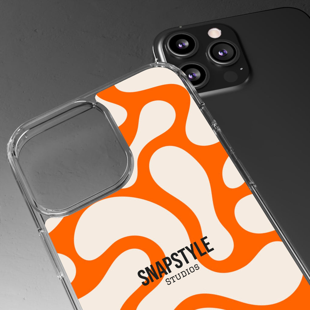 Clear Case — Retro Orange Swirl Phone Case with "SNAPSTYLE" Logo