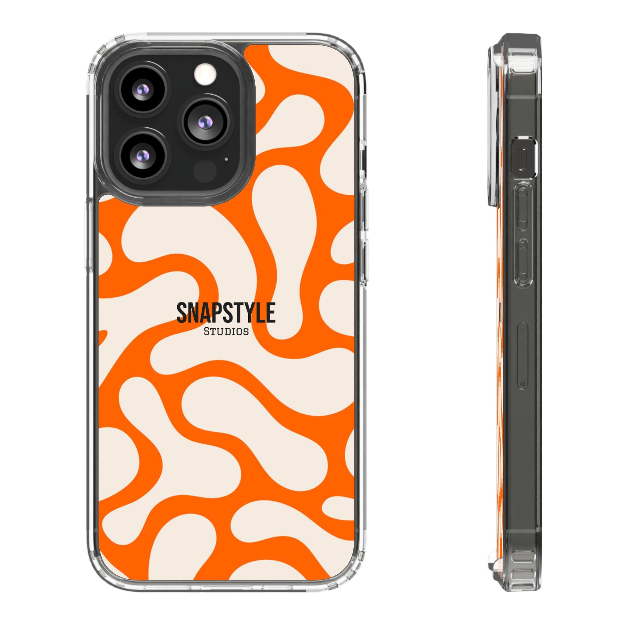 Clear Case — Retro Orange Swirl Phone Case with "SNAPSTYLE" Logo