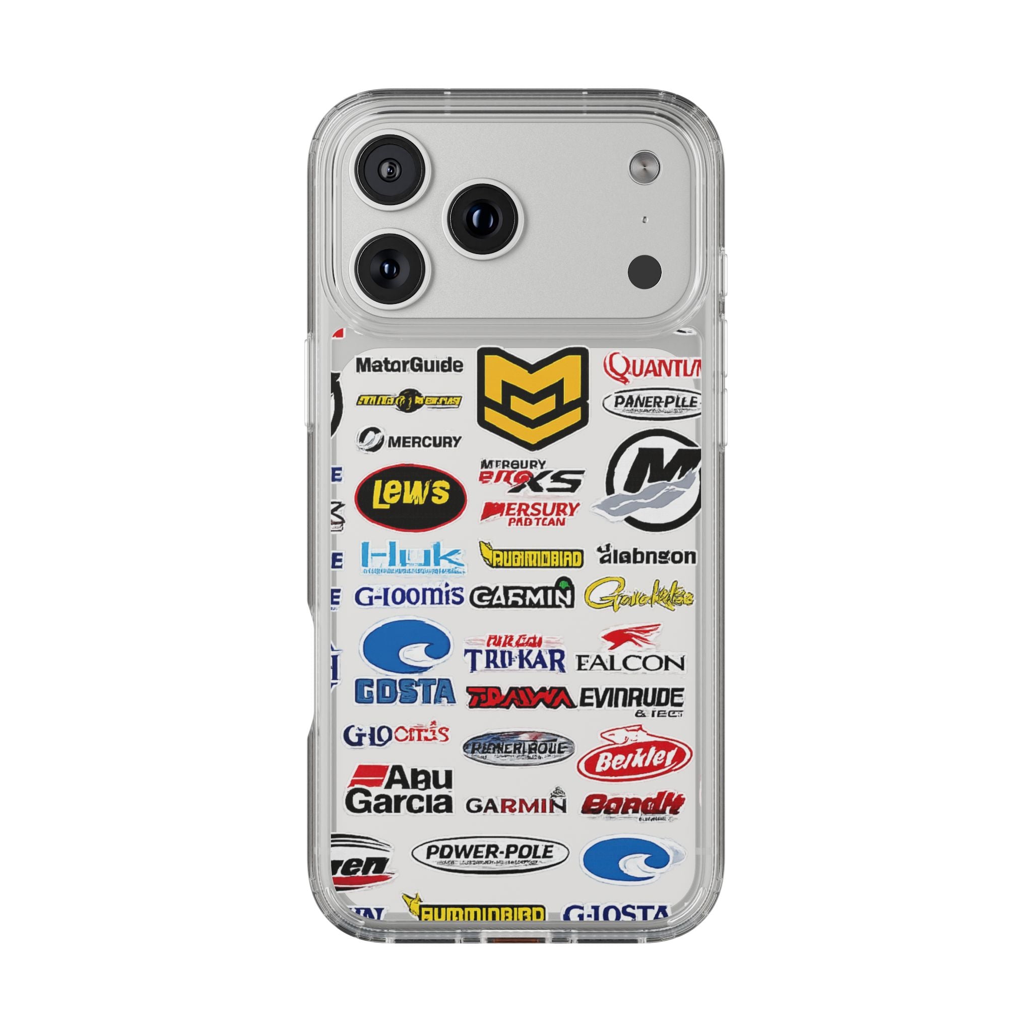 Clear Phone Case — Fishing Brand Sticker Collage Design