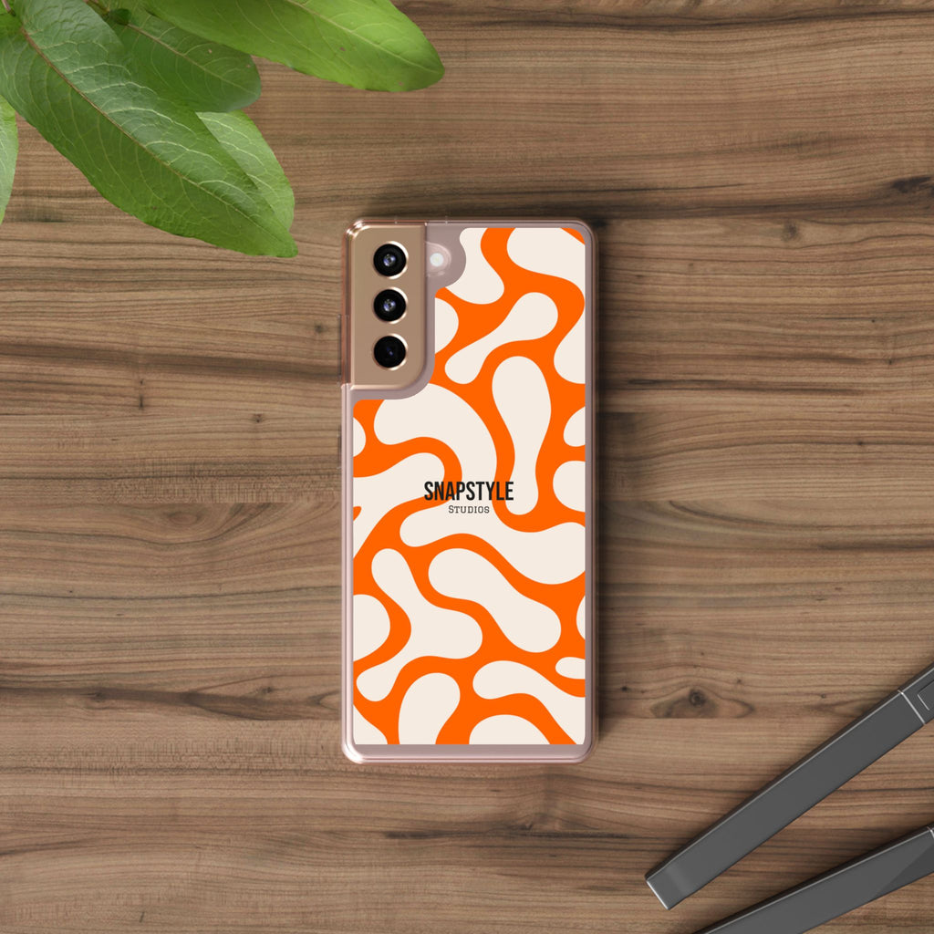 Clear Case — Retro Orange Swirl Phone Case with "SNAPSTYLE" Logo