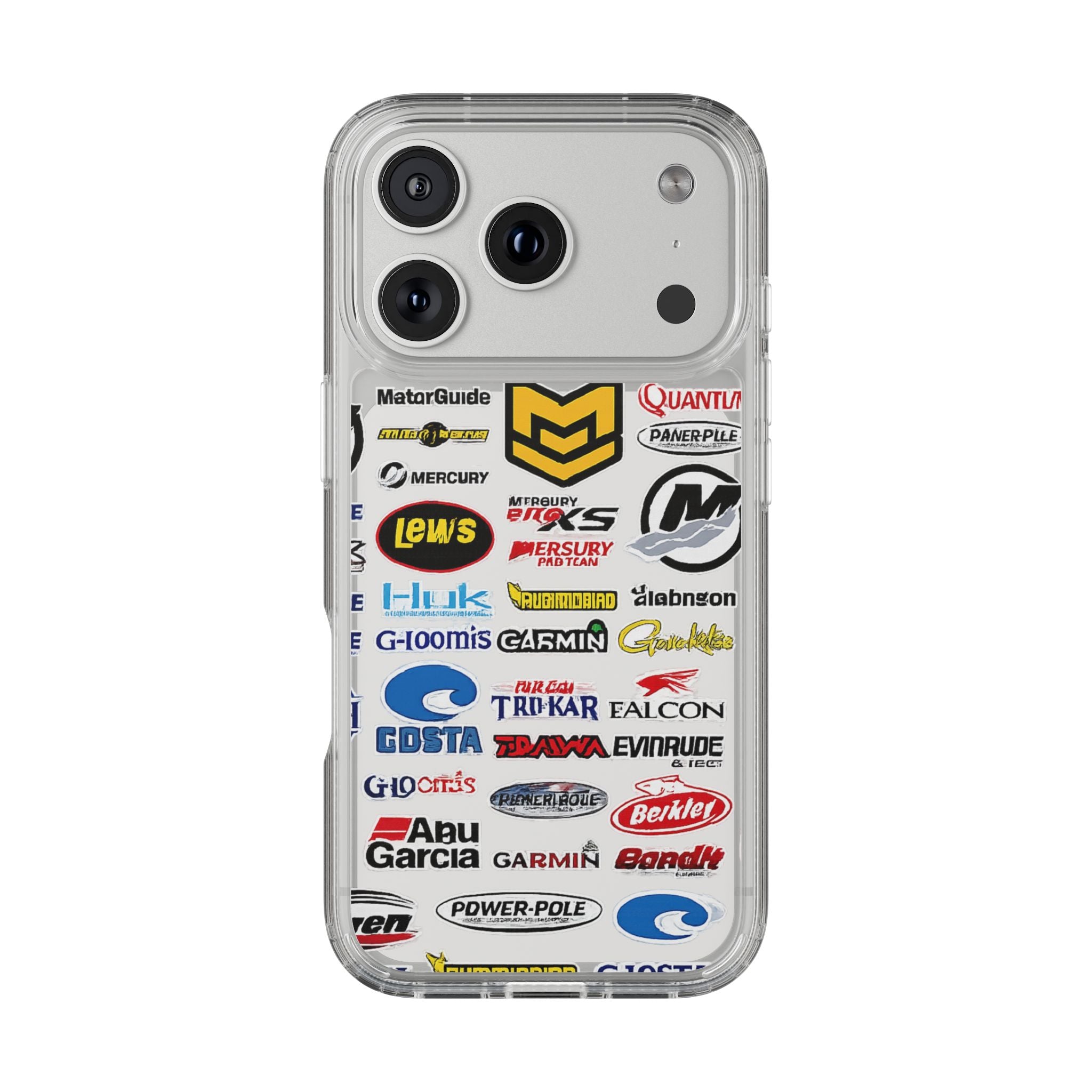 Clear Phone Case — Fishing Brand Sticker Collage Design