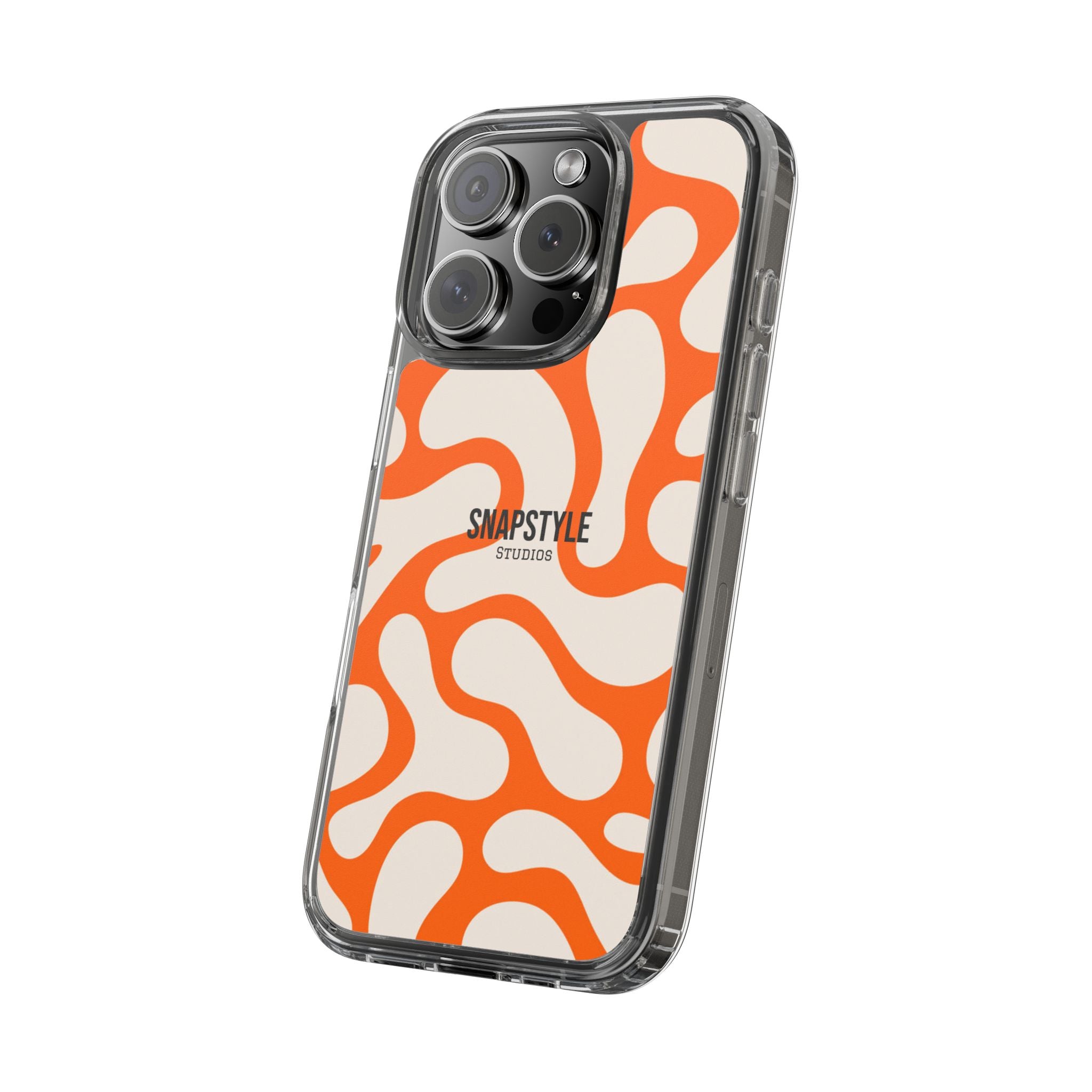 Clear Case — Retro Orange Swirl Phone Case with "SNAPSTYLE" Logo