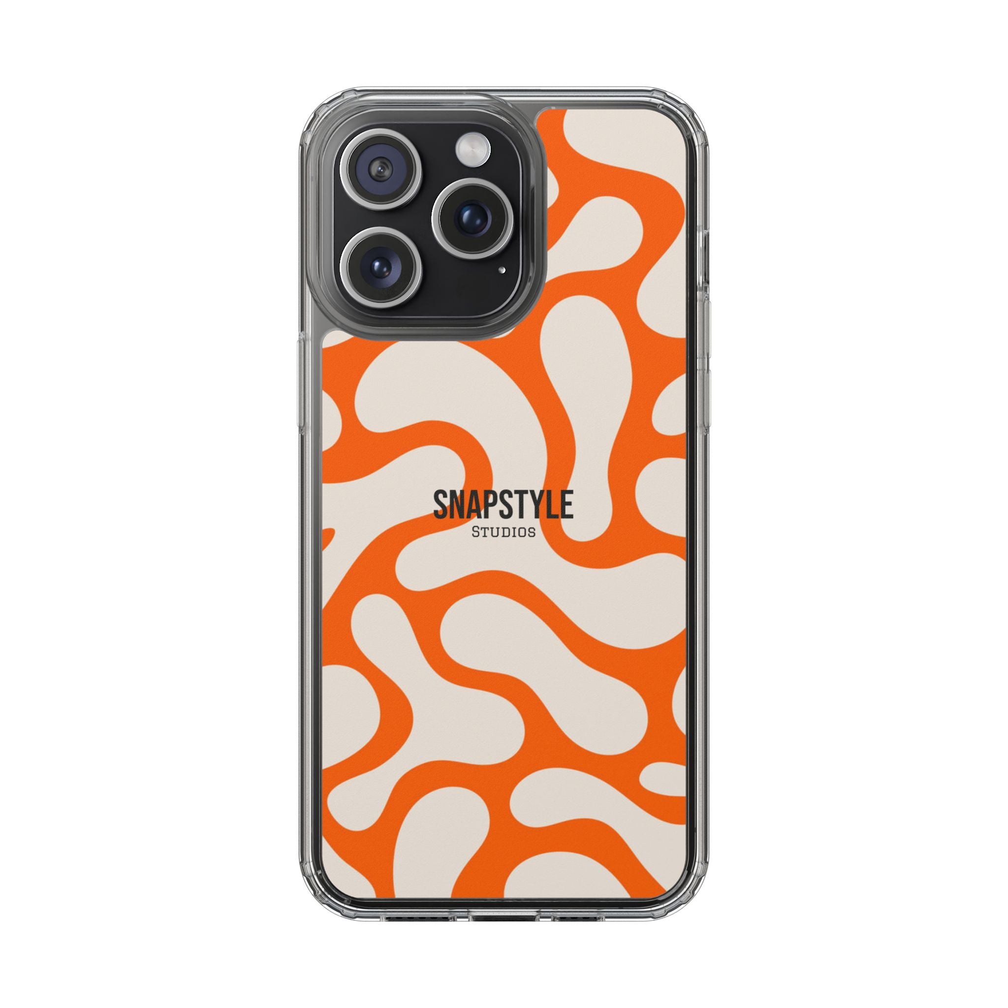 Clear Case — Retro Orange Swirl Phone Case with "SNAPSTYLE" Logo