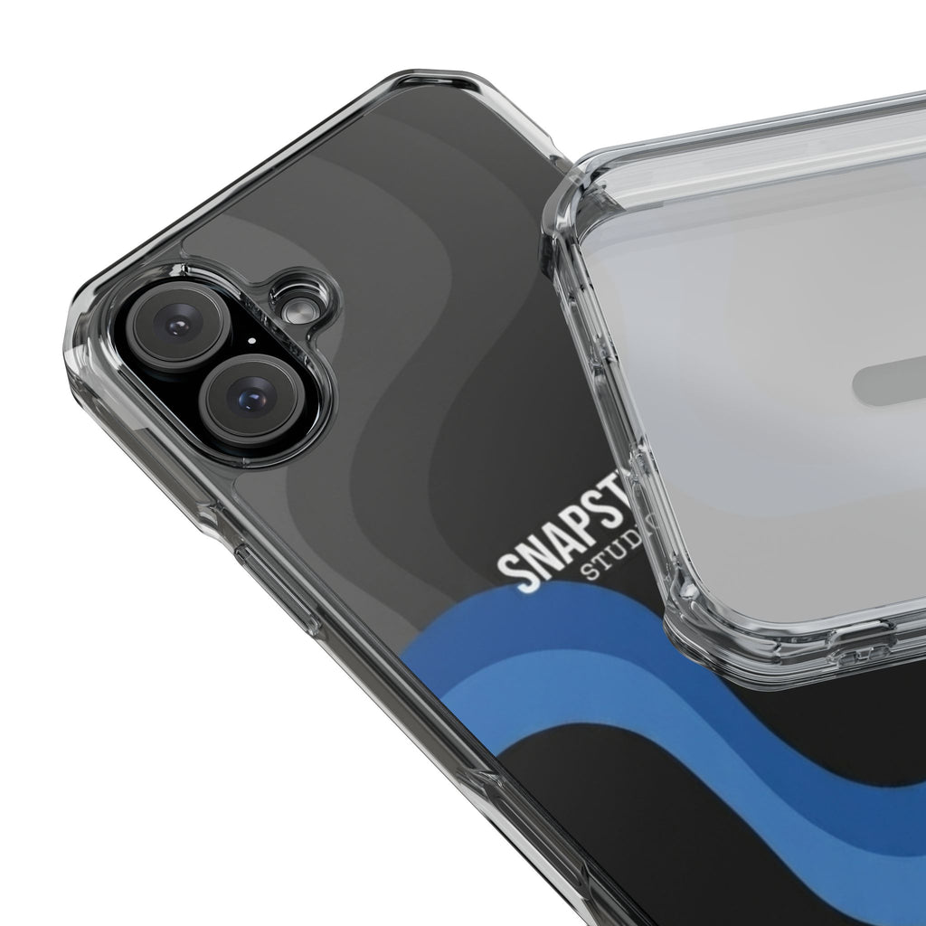 Clear Magnetic Impact Phone Case — Green Abstract Wave Design (SnapStyle Studios)