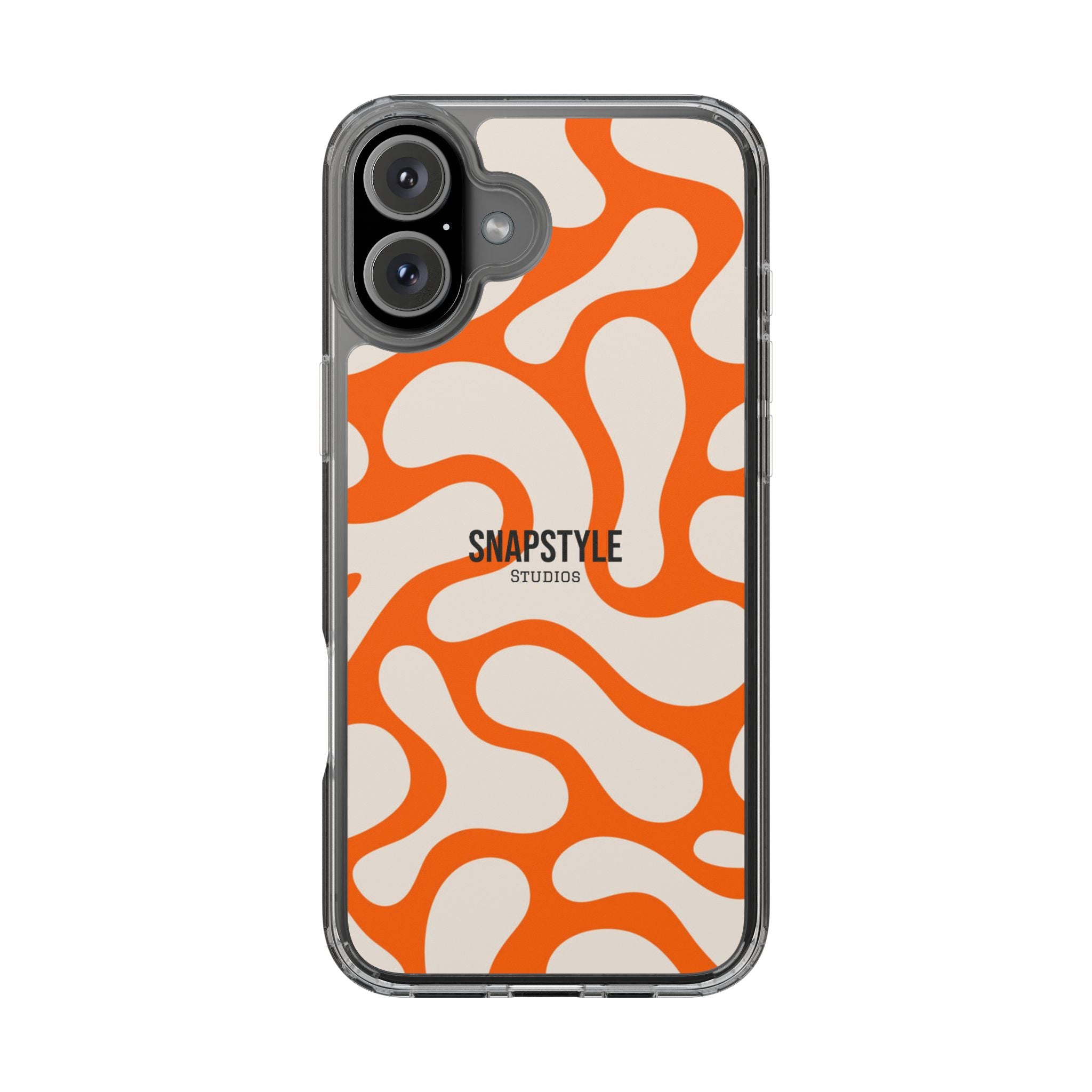 Clear Case — Retro Orange Swirl Phone Case with "SNAPSTYLE" Logo