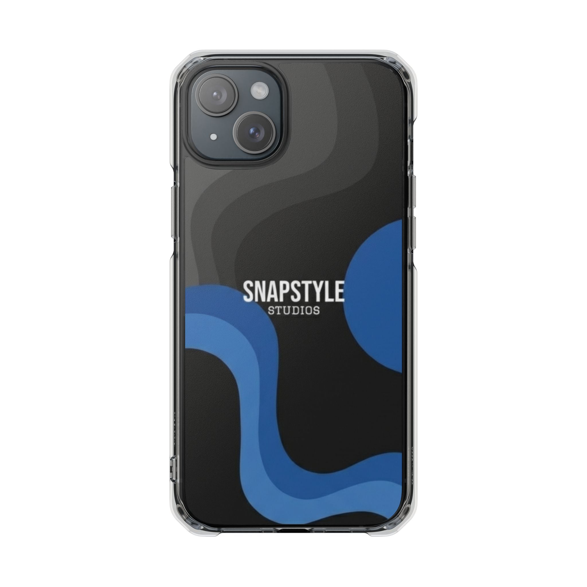 Clear Magnetic Impact Phone Case — Green Abstract Wave Design (SnapStyle Studios)
