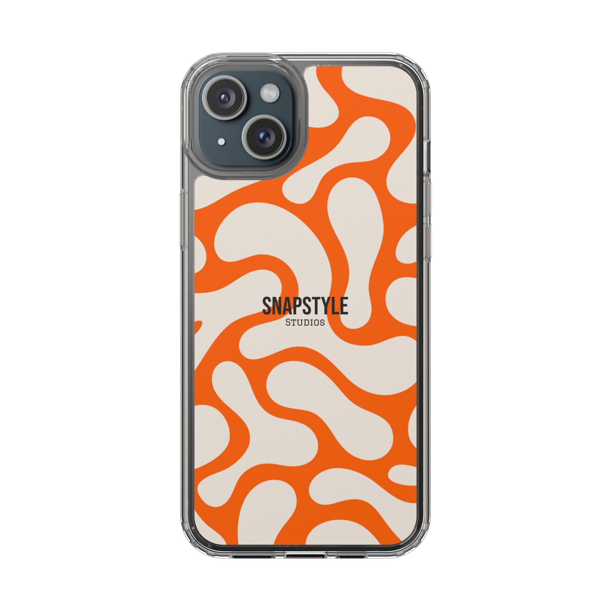 Clear Case — Retro Orange Swirl Phone Case with "SNAPSTYLE" Logo