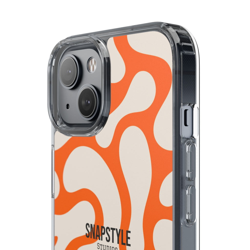 Clear Case — Retro Orange Swirl Phone Case with "SNAPSTYLE" Logo