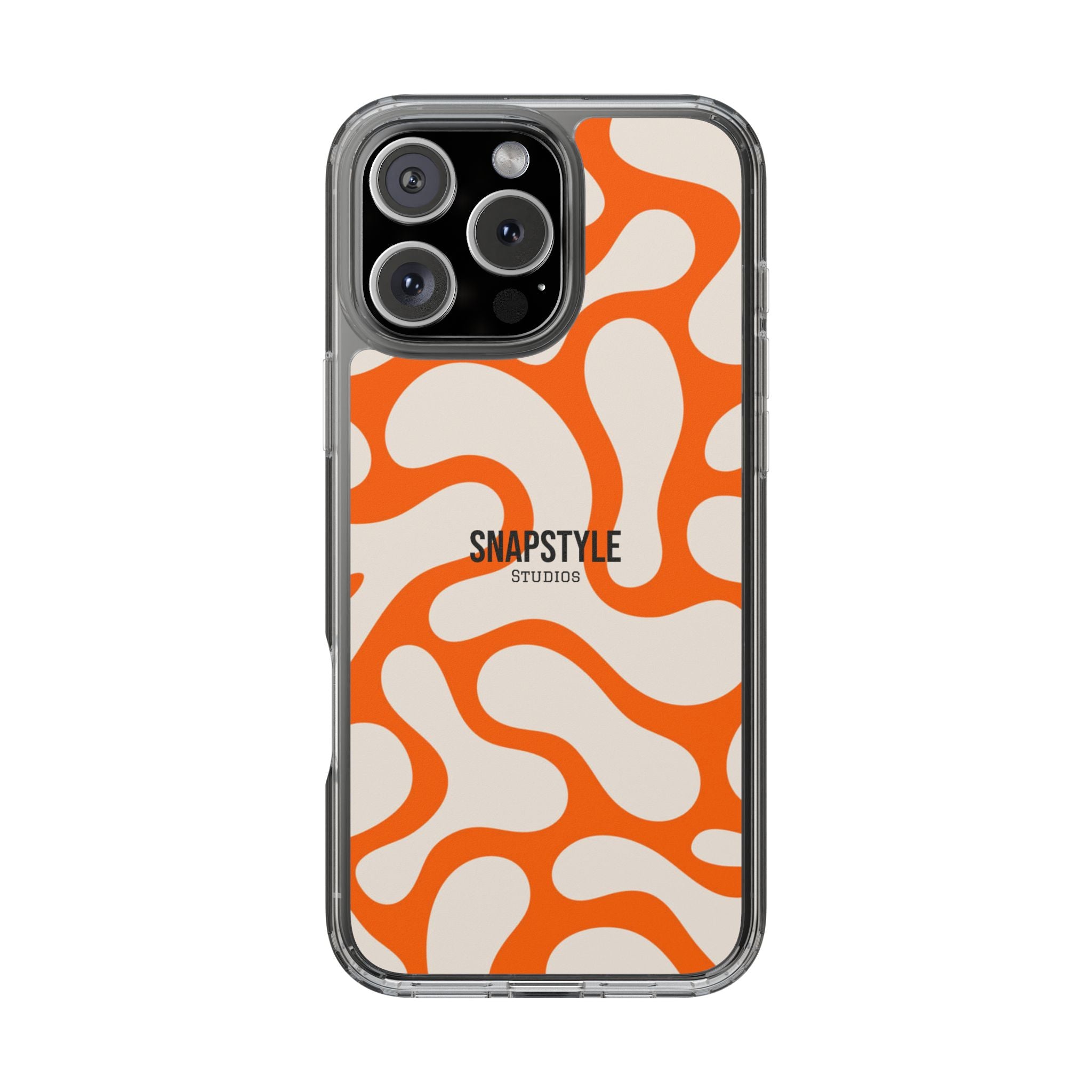 Clear Case — Retro Orange Swirl Phone Case with "SNAPSTYLE" Logo