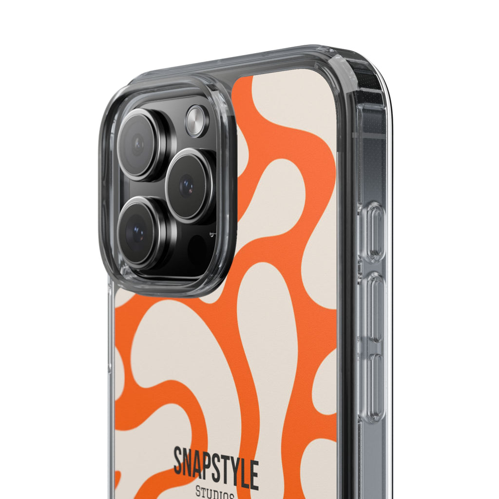 Clear Case — Retro Orange Swirl Phone Case with "SNAPSTYLE" Logo