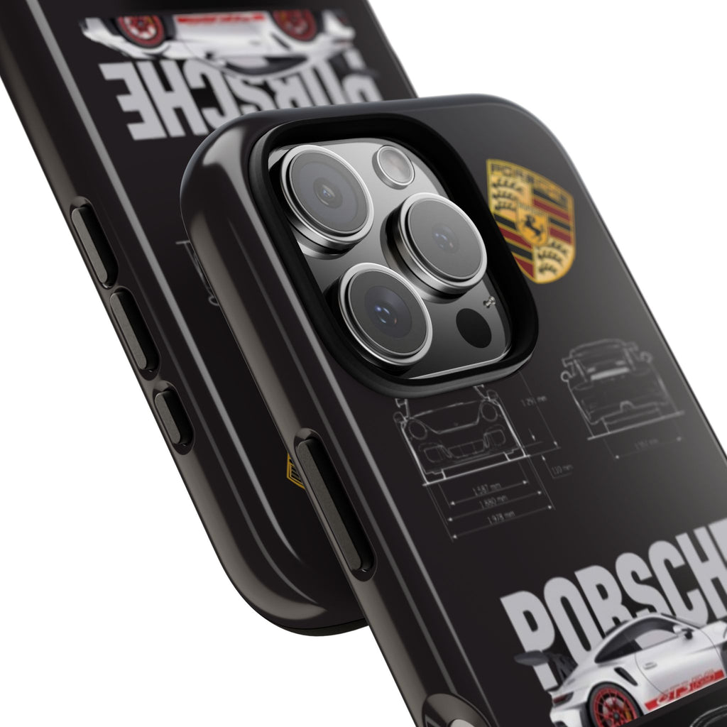 Porsche 911 GT3 RS Phone Case — Automotive Blueprint & Crest Tough Case