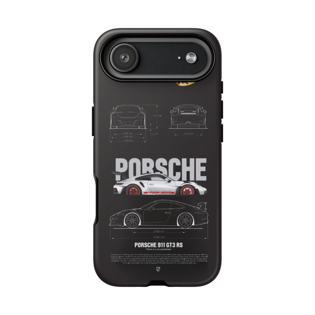 Porsche 911 GT3 RS Phone Case — Automotive Blueprint & Crest Tough Case