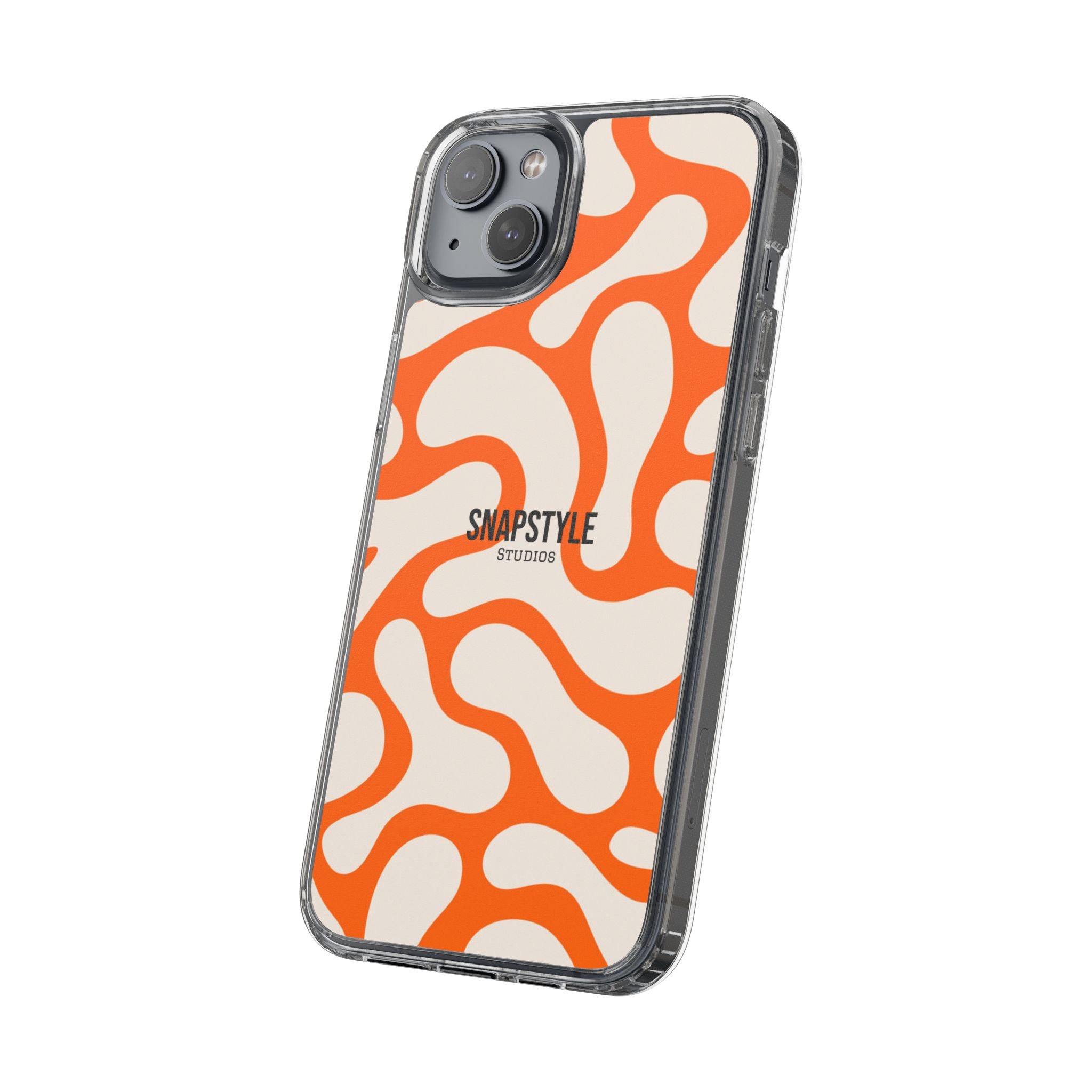 Clear Case — Retro Orange Swirl Phone Case with "SNAPSTYLE" Logo