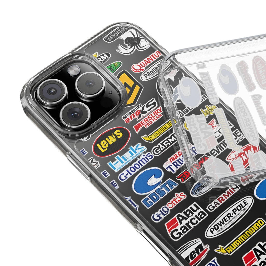 Clear Phone Case — Fishing Brand Sticker Collage Design