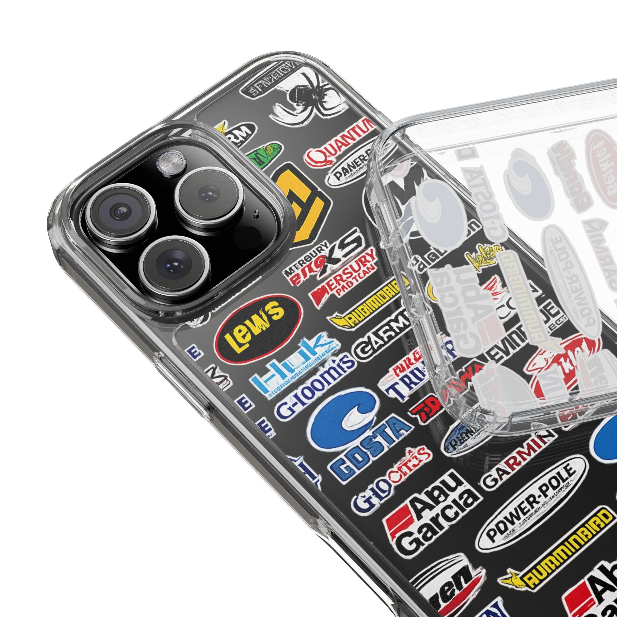 Clear Phone Case — Fishing Brand Sticker Collage Design