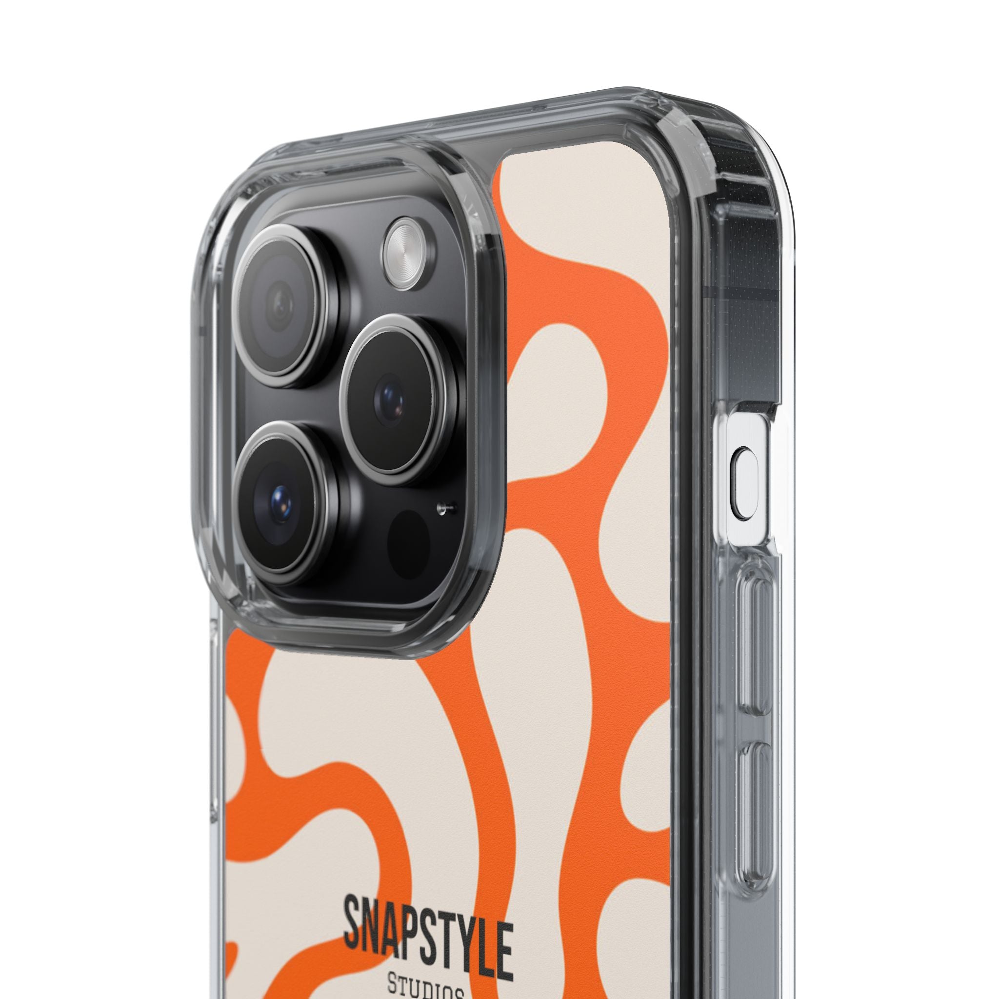 Clear Case — Retro Orange Swirl Phone Case with "SNAPSTYLE" Logo