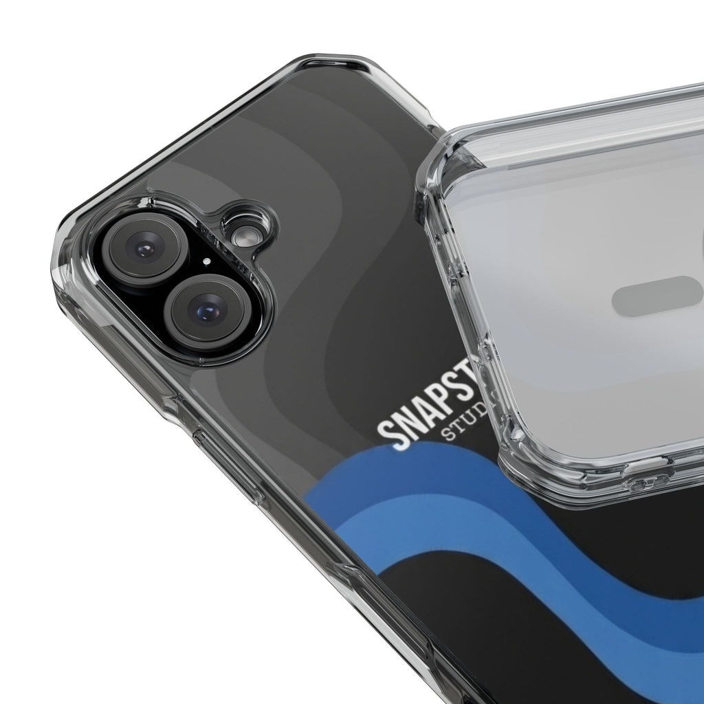 Clear Magnetic Impact Phone Case — Green Abstract Wave Design (SnapStyle Studios)