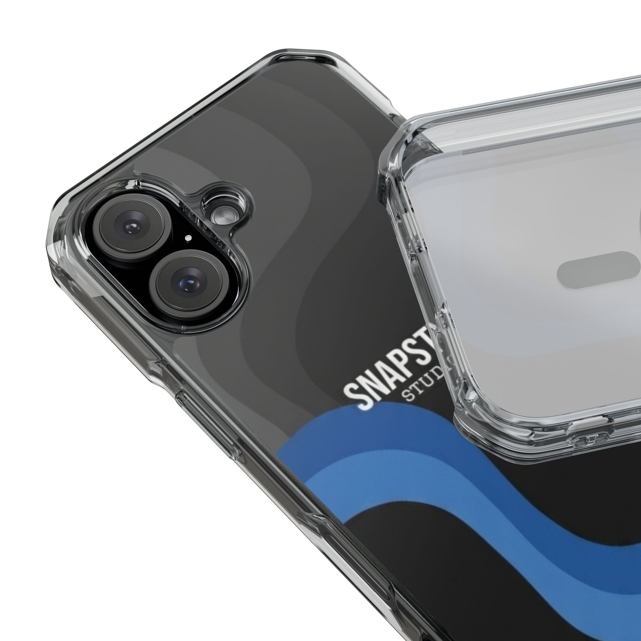 Clear Magnetic Impact Phone Case — Green Abstract Wave Design (SnapStyle Studios)