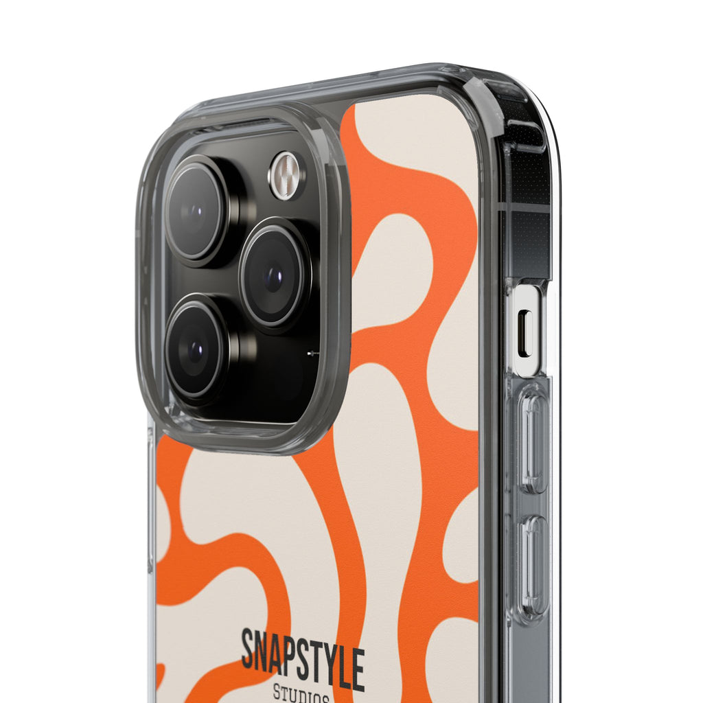 Clear Case — Retro Orange Swirl Phone Case with "SNAPSTYLE" Logo