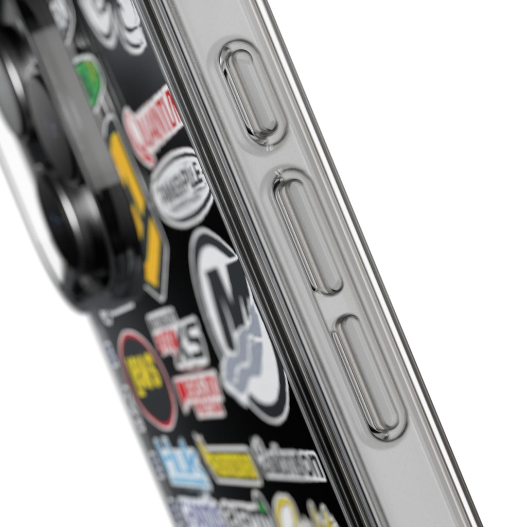 Clear Phone Case — Fishing Brand Sticker Collage Design