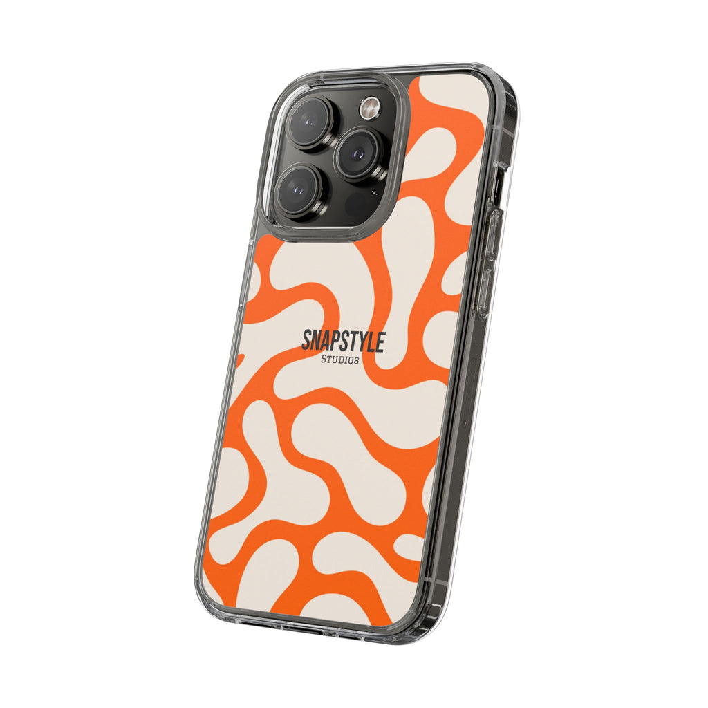 Clear Case — Retro Orange Swirl Phone Case with "SNAPSTYLE" Logo
