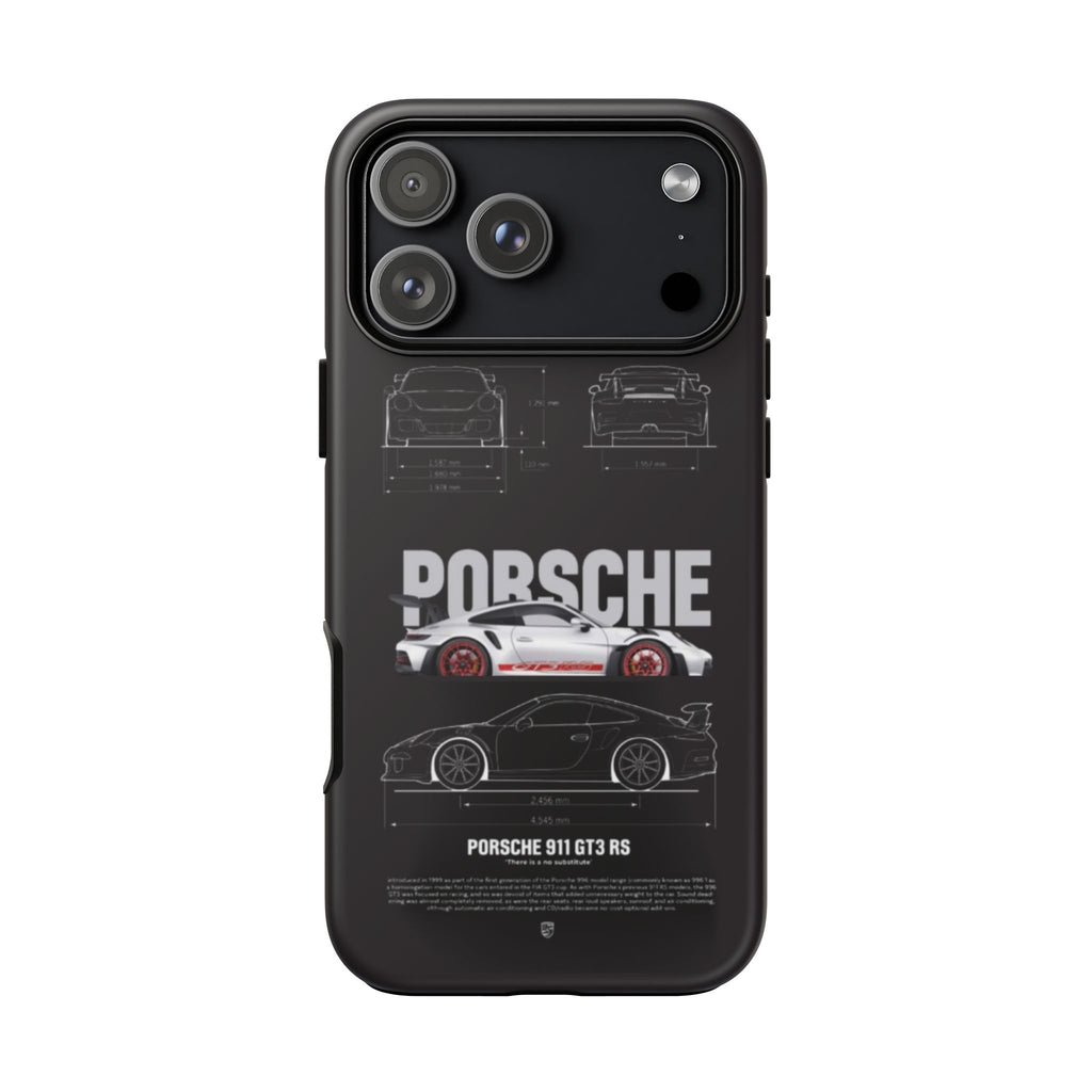 Porsche 911 GT3 RS Phone Case — Automotive Blueprint & Crest Tough Case