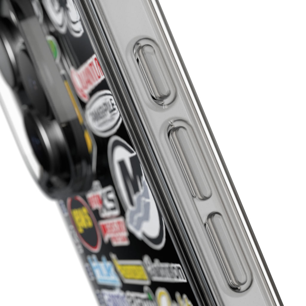 Clear Phone Case — Fishing Brand Sticker Collage Design