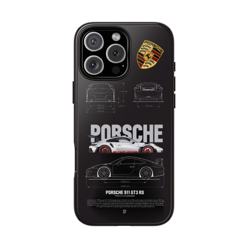 Porsche 911 GT3 RS Phone Case — Automotive Blueprint & Crest Tough Case
