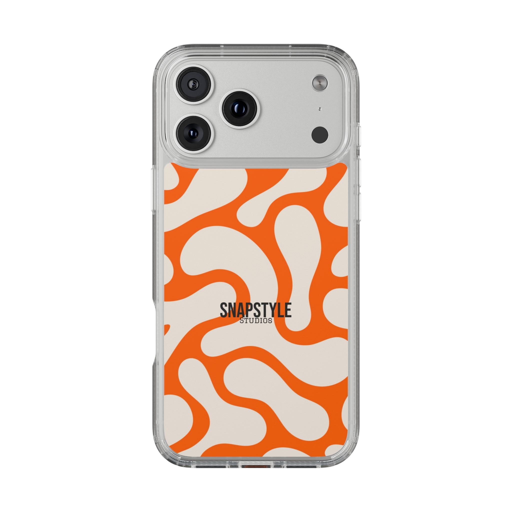 Clear Case — Retro Orange Swirl Phone Case with "SNAPSTYLE" Logo